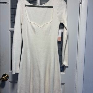 JustFab White Long Sleeve Knit Dress